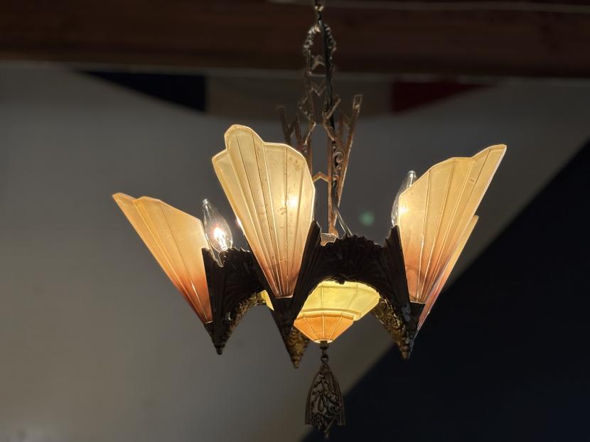 フランスアンティーク アールデコ 6灯シャンデリア