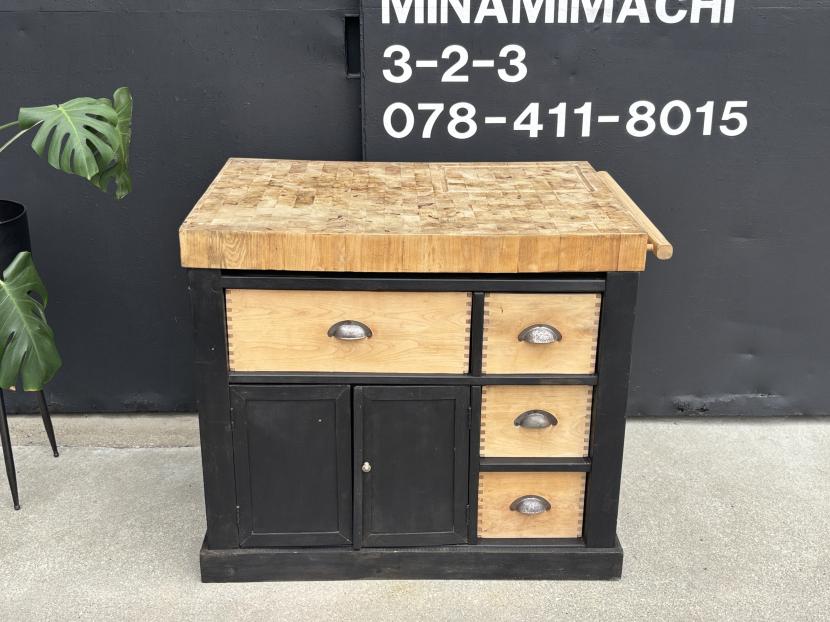 フランスアンティーク　ブッチャーズブロックテーブル