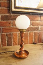 イギリスアンティーク　木製燭台テーブルランプ