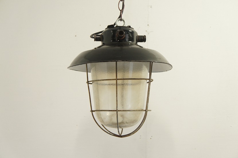 ヴィンテージ インダストリアル ホーローペンダントランプb