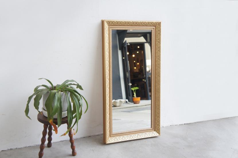 イギリスアンティーク　ゴールドミラー