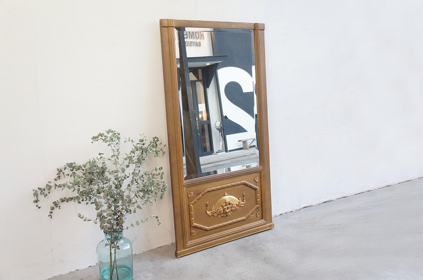 フランスアンティーク スタンド ゴールドミラー