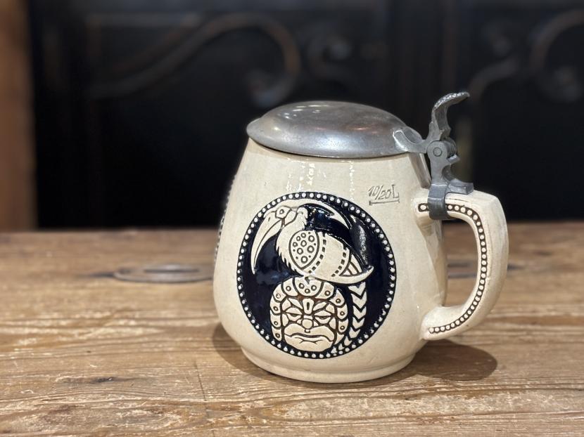 ドイツ製アンティーク蓋付きビアマグ/ビアジョッキ