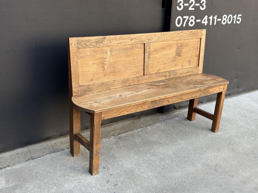 フランスアンティーク　オークチャーチベンチ