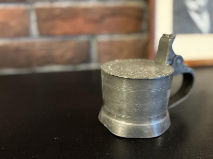 フランス アンティーク ピューター製 蓋つきカップ
