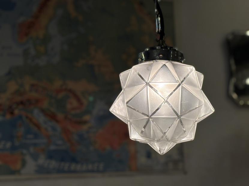 フランスアンティーク　アールデコ　スターペンダントランプ