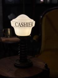 フランスアンティーク CASHIERサインテーブルランプ