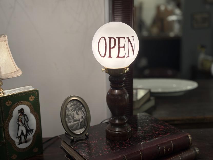 フランスアンティーク OPEN サインテーブルランプ