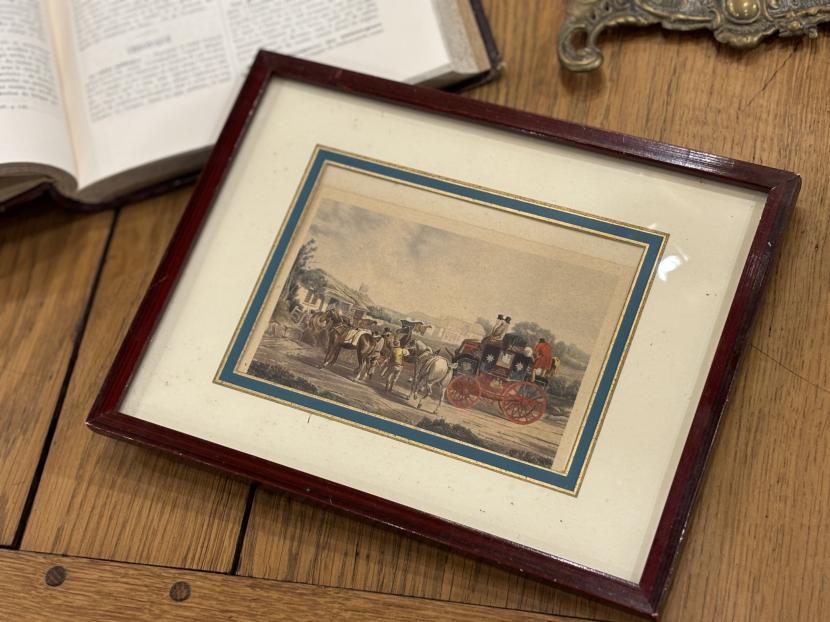 イギリスアンティーク　馬車版画 Changing Horses